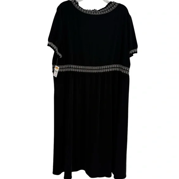 Talbots Short Sleeve Black Dress Size 3X NWT White Accent Faux Wrap Ruffle - Picture 2 of 10